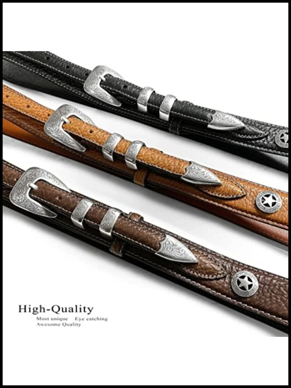 Genuine Leather Western Ranger Belt Tapered 35mm to 19mm